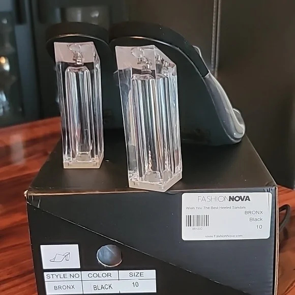 Fashion Nova Transparent and Black Heels - Picture 2 of 3